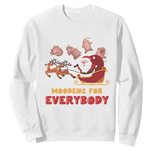 Funny Christmas Moo Deng For Everyone Sweatshirt Cute Baby Hippo Santa Reindeer TS09 White Print Your Wear