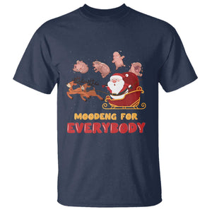 Funny Christmas Moo Deng For Everyone T Shirt Cute Baby Hippo Santa Reindeer TS09 Navy Print Your Wear