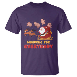 Funny Christmas Moo Deng For Everyone T Shirt Cute Baby Hippo Santa Reindeer TS09 Purple Print Your Wear