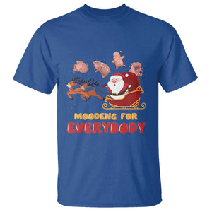 Funny Christmas Moo Deng For Everyone T Shirt Cute Baby Hippo Santa Reindeer TS09 Royal Blue Print Your Wear