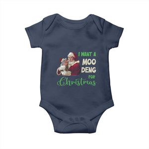 Funny I Want A Moo Deng For Christmas Baby Onesie TS09 Navy Print Your Wear