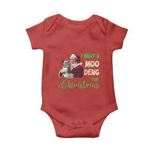 Funny I Want A Moo Deng For Christmas Baby Onesie TS09 Red Print Your Wear