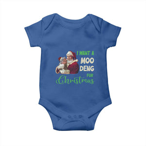 Funny I Want A Moo Deng For Christmas Baby Onesie TS09 Royal Blue Print Your Wear