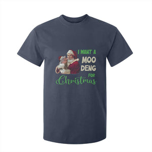 Funny I Want A Moo Deng For Christmas T Shirt For Kid TS09 Navy Print Your Wear