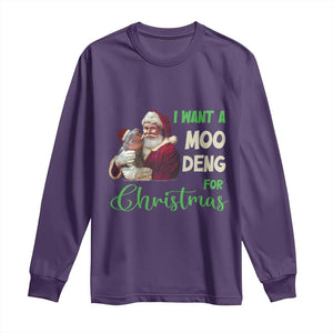 Funny I Want A Moo Deng For Christmas Long Sleeve Shirt TS09 Purple Print Your Wear