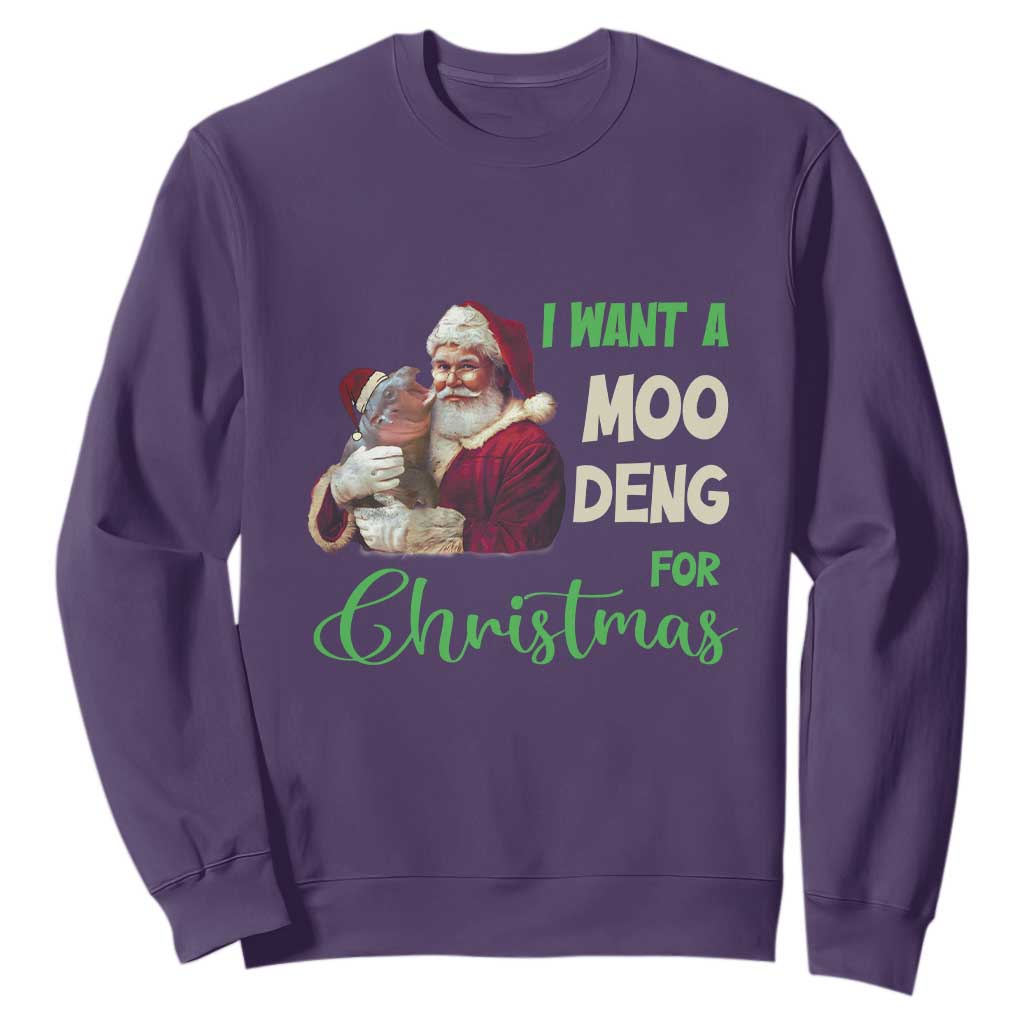 Funny I Want A Moo Deng For Christmas Sweatshirt TS09 Purple Print Your Wear
