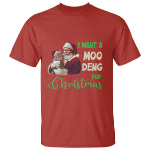 Funny I Want A Moo Deng For Christmas T Shirt TS09 Red Print Your Wear