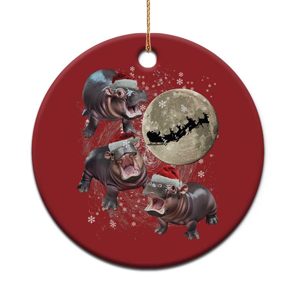 Funny Xmas Moo Deng Christmas Ornament Baby Hippo Santa Sleigh Galaxy Outer Space TS09 Print Your Wear