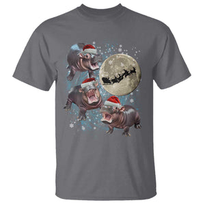 Funny Christmas Moo Deng T Shirt Baby Hippo Santa Sleigh Galaxy Outer Space TS09 Charcoal Print Your Wear