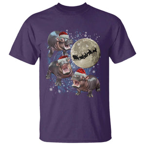 Funny Christmas Moo Deng T Shirt Baby Hippo Santa Sleigh Galaxy Outer Space TS09 Purple Print Your Wear