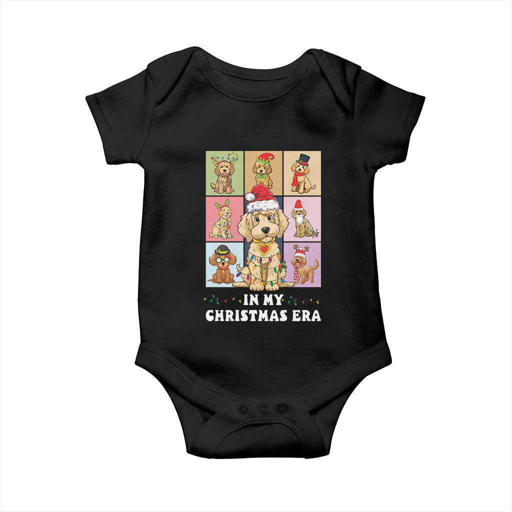 Funny Xmas Dog Baby Onesie Santa Golden Doodle In My Christmas Era TS09 Black Print Your Wear