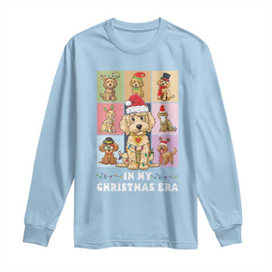 Funny Xmas Dog Long Sleeve Shirt Santa Golden Doodle In My Christmas Era TS09 Light Blue Print Your Wear