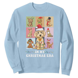 Funny Xmas Dog Sweatshirt Santa Golden Doodle In My Christmas Era TS09 Light Blue Print Your Wear