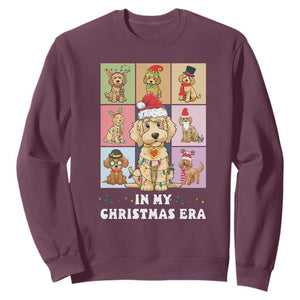 Funny Xmas Dog Sweatshirt Santa Golden Doodle In My Christmas Era TS09 Maroon Print Your Wear