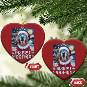 Funny Xmas Golden Retriever Christmas Ornament Merry Woofmas Christmas Starry Night Dog Lover TS09 Heart Red Print Your Wear