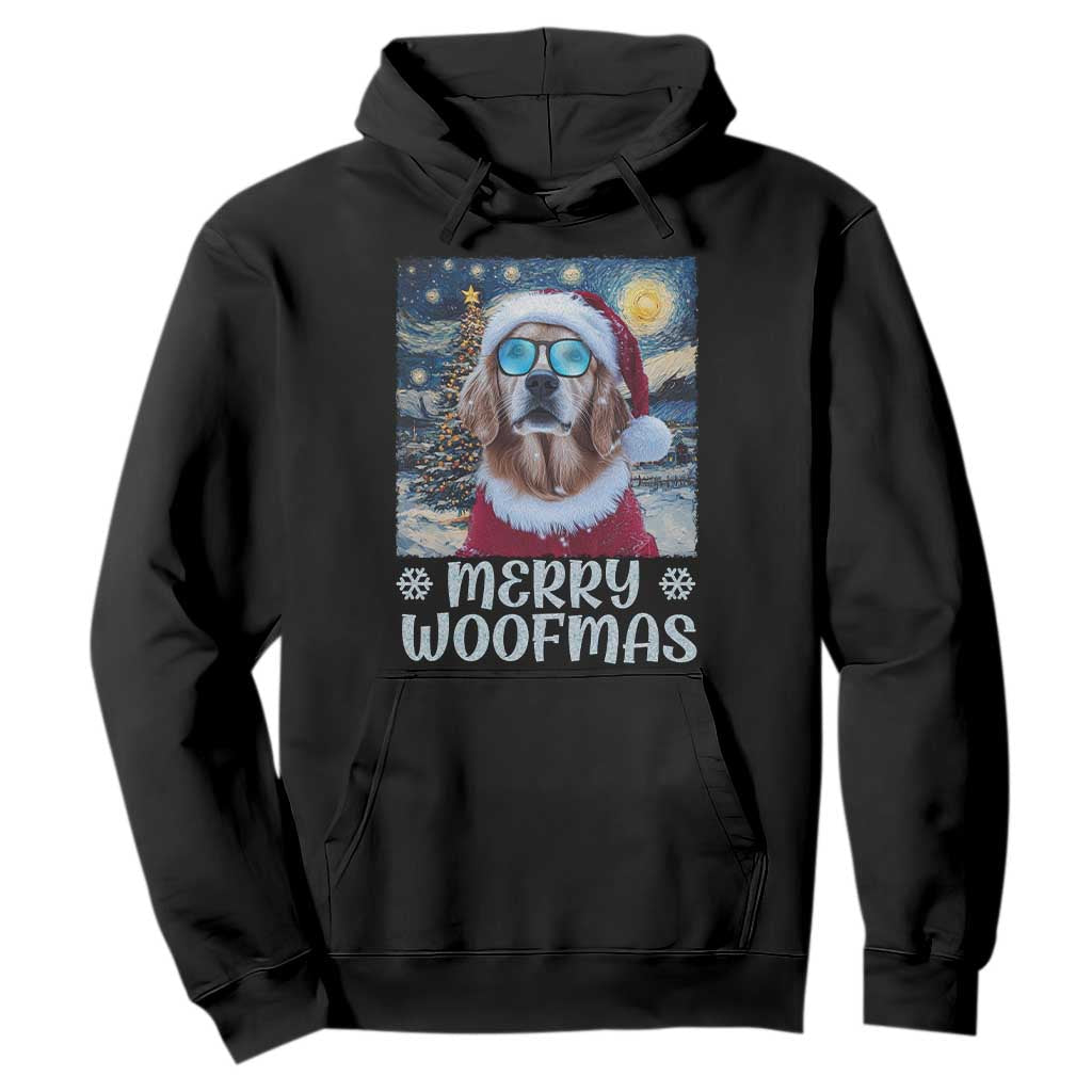 Funny Xmas Golden Retriever Hoodie Merry Woofmas Christmas Starry Night Dog Lover TS09 Black Print Your Wear