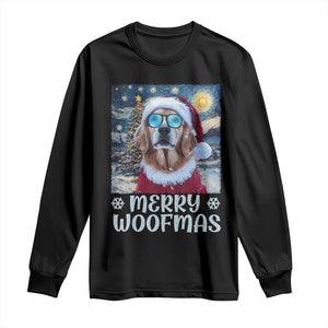 Funny Xmas Golden Retriever Long Sleeve Shirt Merry Woofmas Christmas Starry Night Dog Lover TS09 Black Print Your Wear