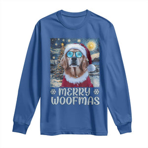 Funny Xmas Golden Retriever Long Sleeve Shirt Merry Woofmas Christmas Starry Night Dog Lover TS09 Royal Blue Print Your Wear