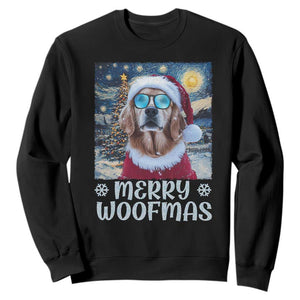 Funny Xmas Golden Retriever Sweatshirt Merry Woofmas Christmas Starry Night Dog Lover TS09 Black Print Your Wear