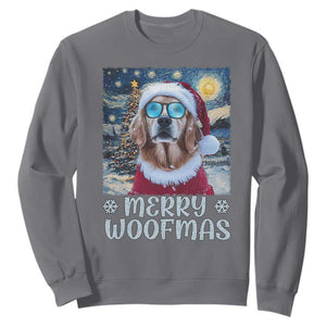 Funny Xmas Golden Retriever Sweatshirt Merry Woofmas Christmas Starry Night Dog Lover TS09 Charcoal Print Your Wear