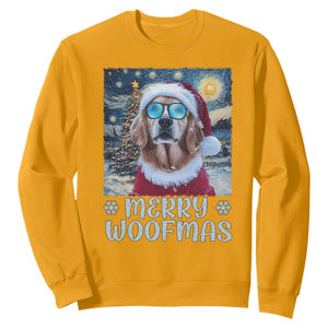 Funny Xmas Golden Retriever Sweatshirt Merry Woofmas Christmas Starry Night Dog Lover TS09 Gold Print Your Wear