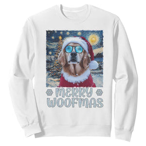 Funny Xmas Golden Retriever Sweatshirt Merry Woofmas Christmas Starry Night Dog Lover TS09 White Print Your Wear