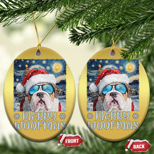 Funny Xmas Bulldog Christmas Ornament Merry Woofmas Christmas Starry Night Dog Lover TS09 Oval Gold Print Your Wear