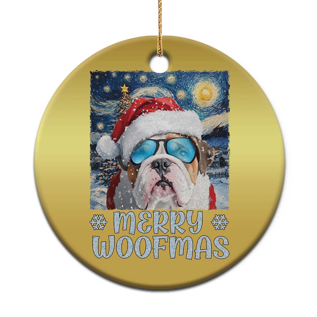 Funny Xmas Bulldog Christmas Ornament Merry Woofmas Christmas Starry Night Dog Lover TS09 Print Your Wear