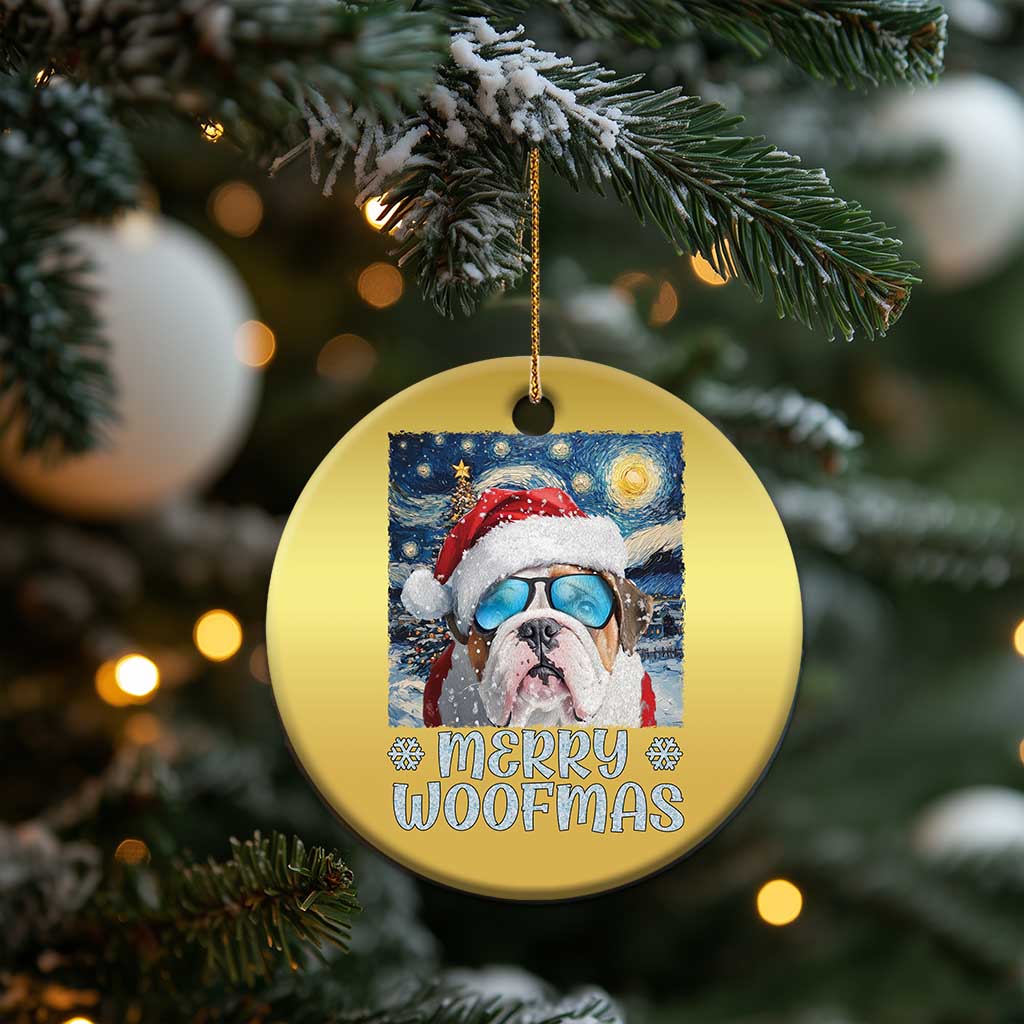 Funny Xmas Bulldog Christmas Ornament Merry Woofmas Christmas Starry Night Dog Lover TS09 Print Your Wear