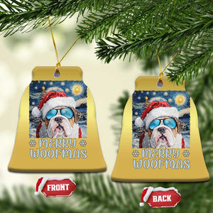 Funny Xmas Bulldog Christmas Ornament Merry Woofmas Christmas Starry Night Dog Lover TS09 Bell Flake Gold Print Your Wear