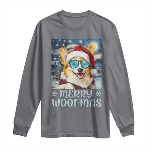 Funny Xmas Corgi Long Sleeve Shirt Merry Woofmas Christmas Starry Night Dog Lover TS09 Charcoal Print Your Wear