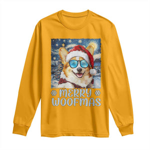 Funny Xmas Corgi Long Sleeve Shirt Merry Woofmas Christmas Starry Night Dog Lover TS09 Gold Print Your Wear