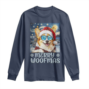 Funny Xmas Corgi Long Sleeve Shirt Merry Woofmas Christmas Starry Night Dog Lover TS09 Navy Print Your Wear