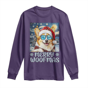 Funny Xmas Corgi Long Sleeve Shirt Merry Woofmas Christmas Starry Night Dog Lover TS09 Purple Print Your Wear