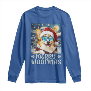 Funny Xmas Corgi Long Sleeve Shirt Merry Woofmas Christmas Starry Night Dog Lover TS09 Royal Blue Print Your Wear