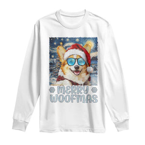 Funny Xmas Corgi Long Sleeve Shirt Merry Woofmas Christmas Starry Night Dog Lover TS09 White Print Your Wear