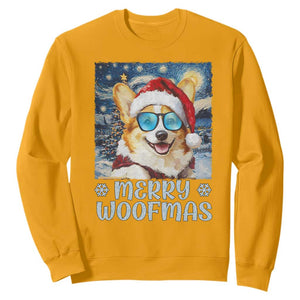 Funny Xmas Corgi Sweatshirt Merry Woofmas Christmas Starry Night Dog Lover TS09 Gold Print Your Wear