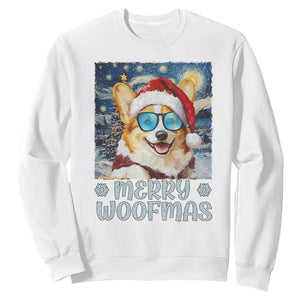 Funny Xmas Corgi Sweatshirt Merry Woofmas Christmas Starry Night Dog Lover TS09 White Print Your Wear