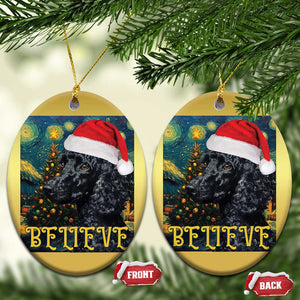 Funny Xmas Poodle Christmas Ornament Believe Christmas Starry Night Dog Lover TS09 Oval Gold Print Your Wear