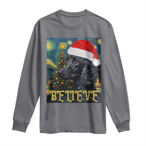 Funny Xmas Poodle Long Sleeve Shirt Believe Christmas Starry Night Dog Lover TS09 Charcoal Print Your Wear