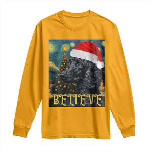 Funny Xmas Poodle Long Sleeve Shirt Believe Christmas Starry Night Dog Lover TS09 Gold Print Your Wear