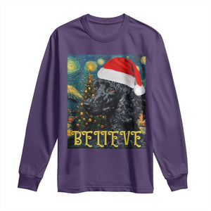 Funny Xmas Poodle Long Sleeve Shirt Believe Christmas Starry Night Dog Lover TS09 Purple Print Your Wear