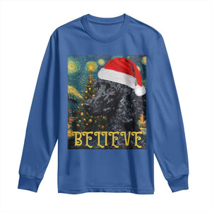 Funny Xmas Poodle Long Sleeve Shirt Believe Christmas Starry Night Dog Lover TS09 Royal Blue Print Your Wear