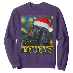 Funny Xmas Poodle Sweatshirt Believe Christmas Starry Night Dog Lover TS09 Purple Print Your Wear