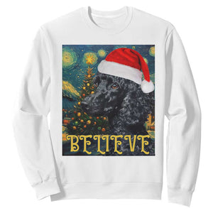 Funny Xmas Poodle Sweatshirt Believe Christmas Starry Night Dog Lover TS09 White Print Your Wear