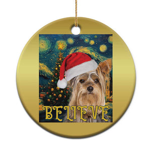 Funny Xmas Yorkshire Christmas Ornament Believe Christmas Starry Night Dog Lover TS09 Print Your Wear