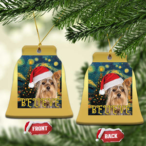 Funny Xmas Yorkshire Christmas Ornament Believe Christmas Starry Night Dog Lover TS09 Bell Flake Gold Print Your Wear