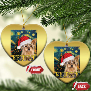 Funny Xmas Yorkshire Christmas Ornament Believe Christmas Starry Night Dog Lover TS09 Heart Gold Print Your Wear