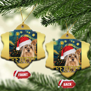 Funny Xmas Yorkshire Christmas Ornament Believe Christmas Starry Night Dog Lover TS09 Snow Flake Gold Print Your Wear