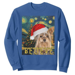 Funny Xmas Yorkshire Sweatshirt Believe Christmas Starry Night Dog Lover TS09 Royal Blue Print Your Wear